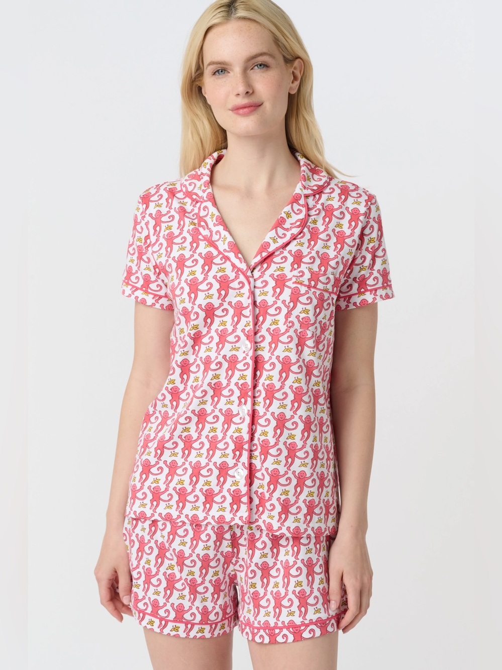 Roller Rabbit Pink & White Octopus-Print Short Pajama Set